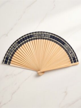 Dior Navy and Natural Folding Hand Fan
